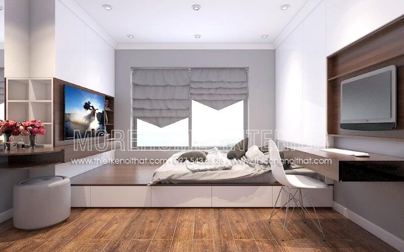 Với chỉ hai màu trắng và nâu trầm, giường ngủ gỗ công nghiệp sẽ làm cho căn phòng trở nên ấn tượng và đẹp hơn.